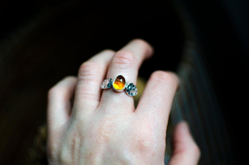 Bague empilable en ambre – Taille 7