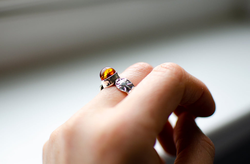 Bague empilable en ambre – Taille 7