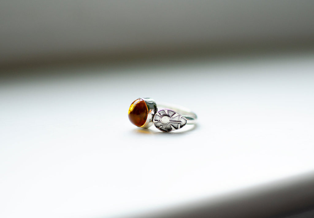Bague empilable en ambre – Taille 7