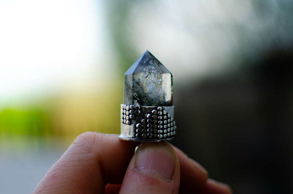 Collier en argent sterling avec quartz de jardin