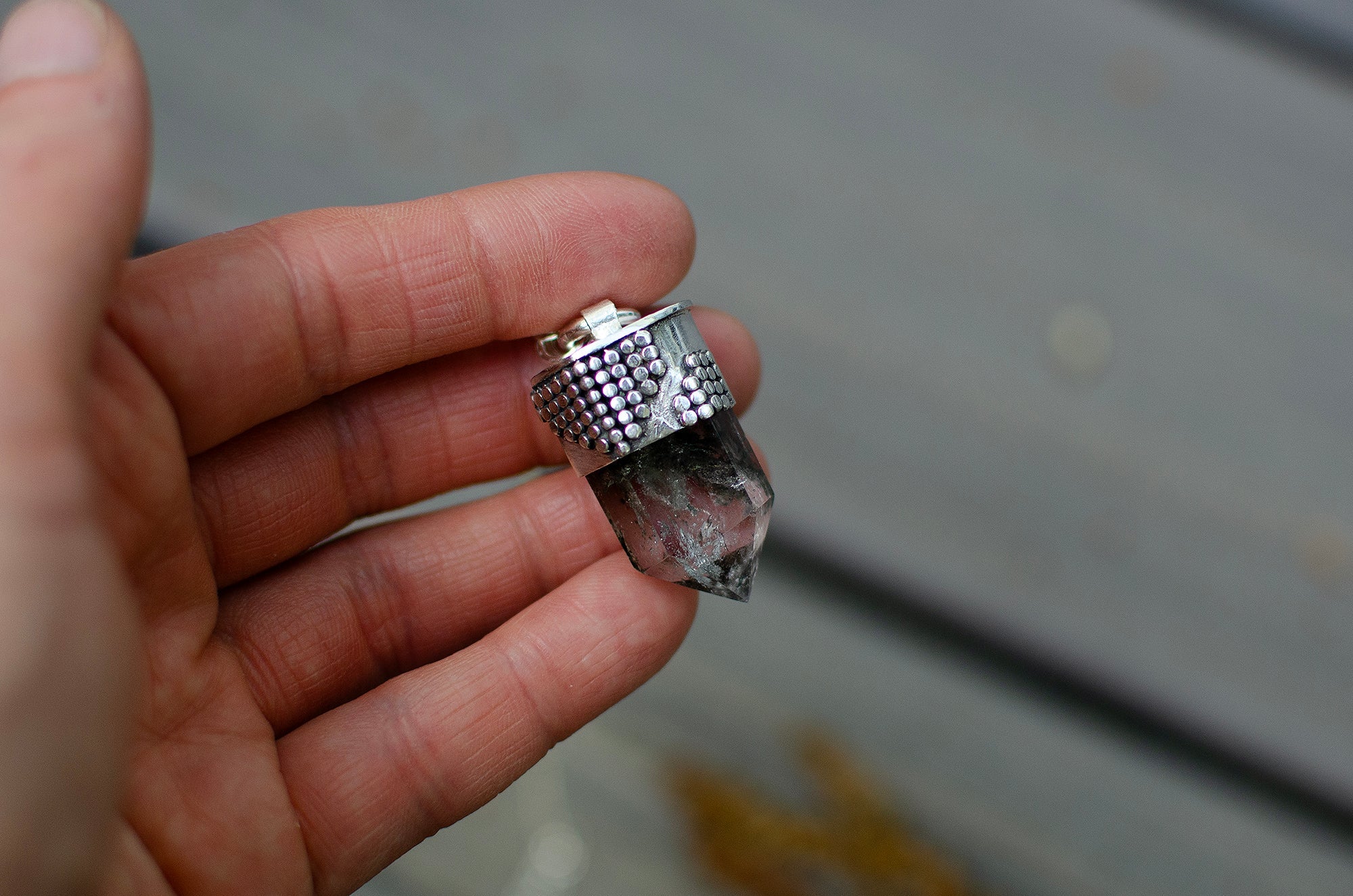 Collier en argent sterling avec quartz de jardin