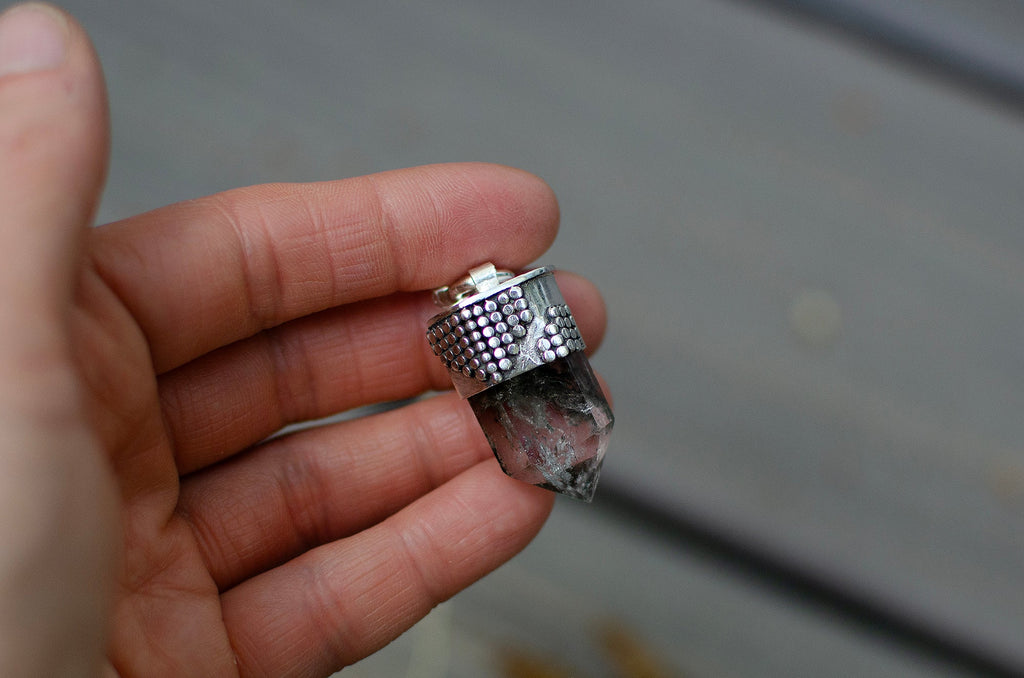 Collier en argent sterling avec quartz de jardin