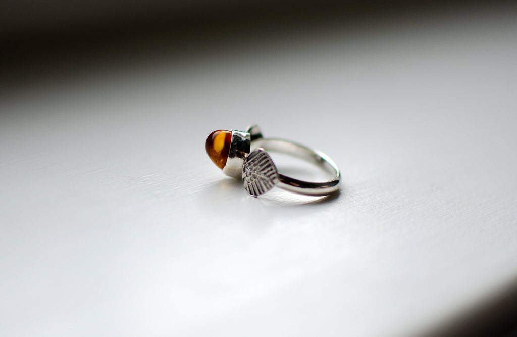 Bague empilable en ambre – Taille 9