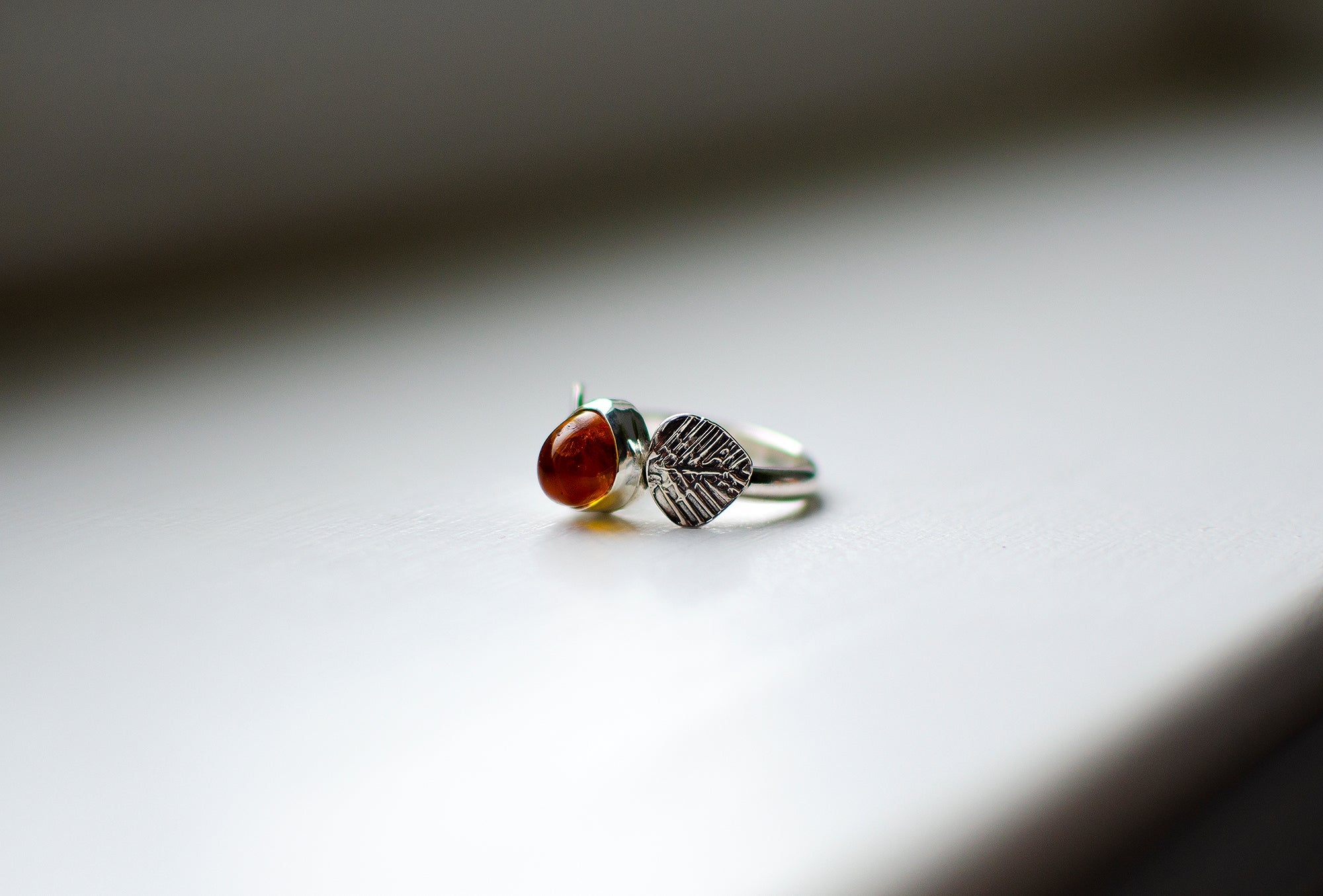 Bague empilable en ambre – Taille 9