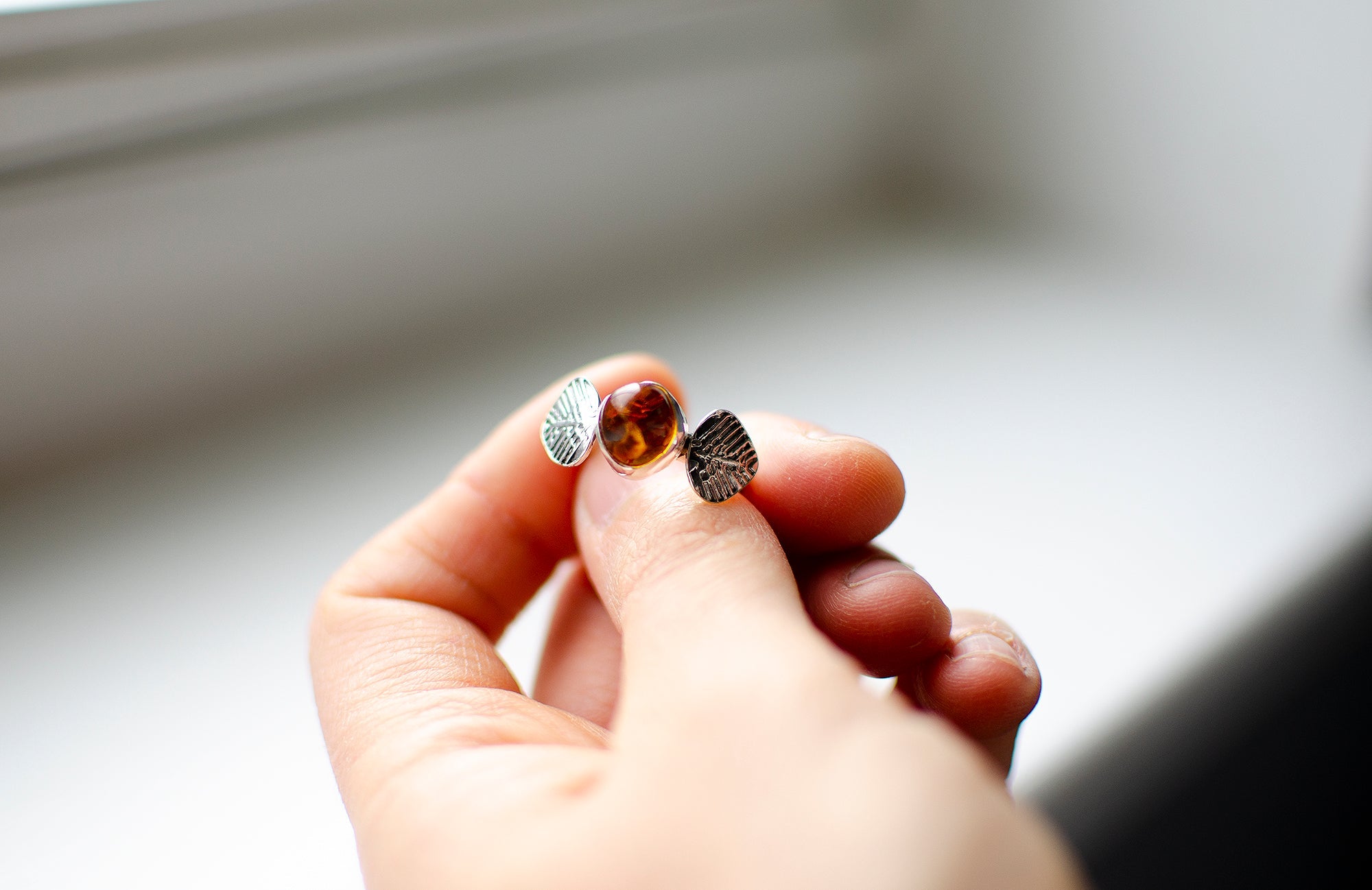 Bague empilable en ambre – Taille 9