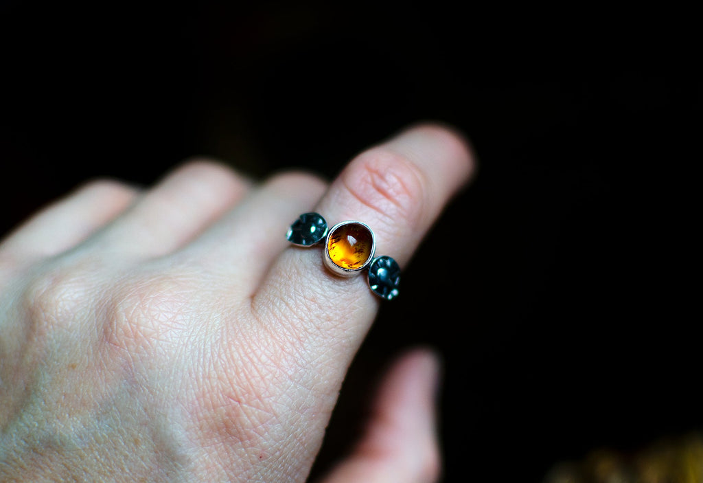 Bague empilable en ambre – Taille 7,5