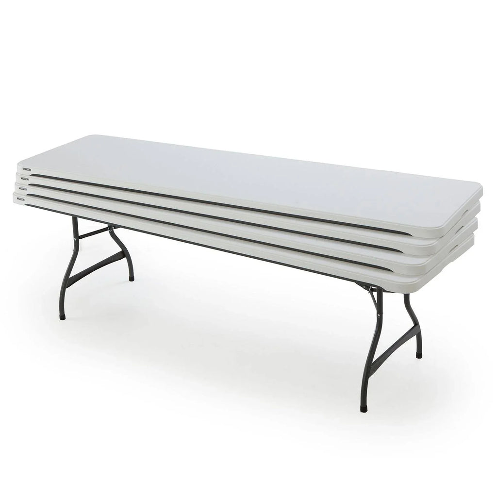 Lot de 4 tables pliantes commerciales empilables de 8 pieds - Blanc (80344)