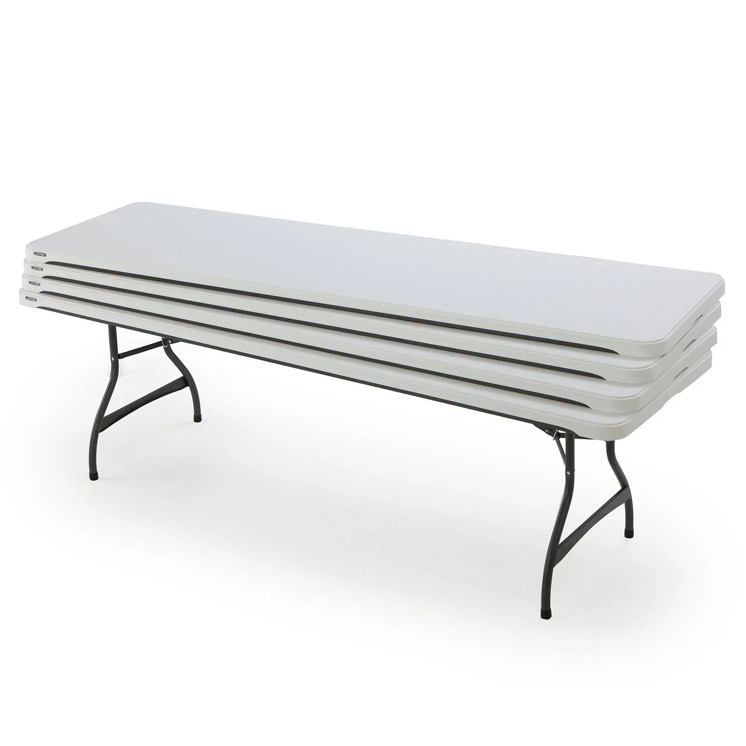 Lot de 4 tables pliantes commerciales empilables de 8 pieds - Blanc (80344)