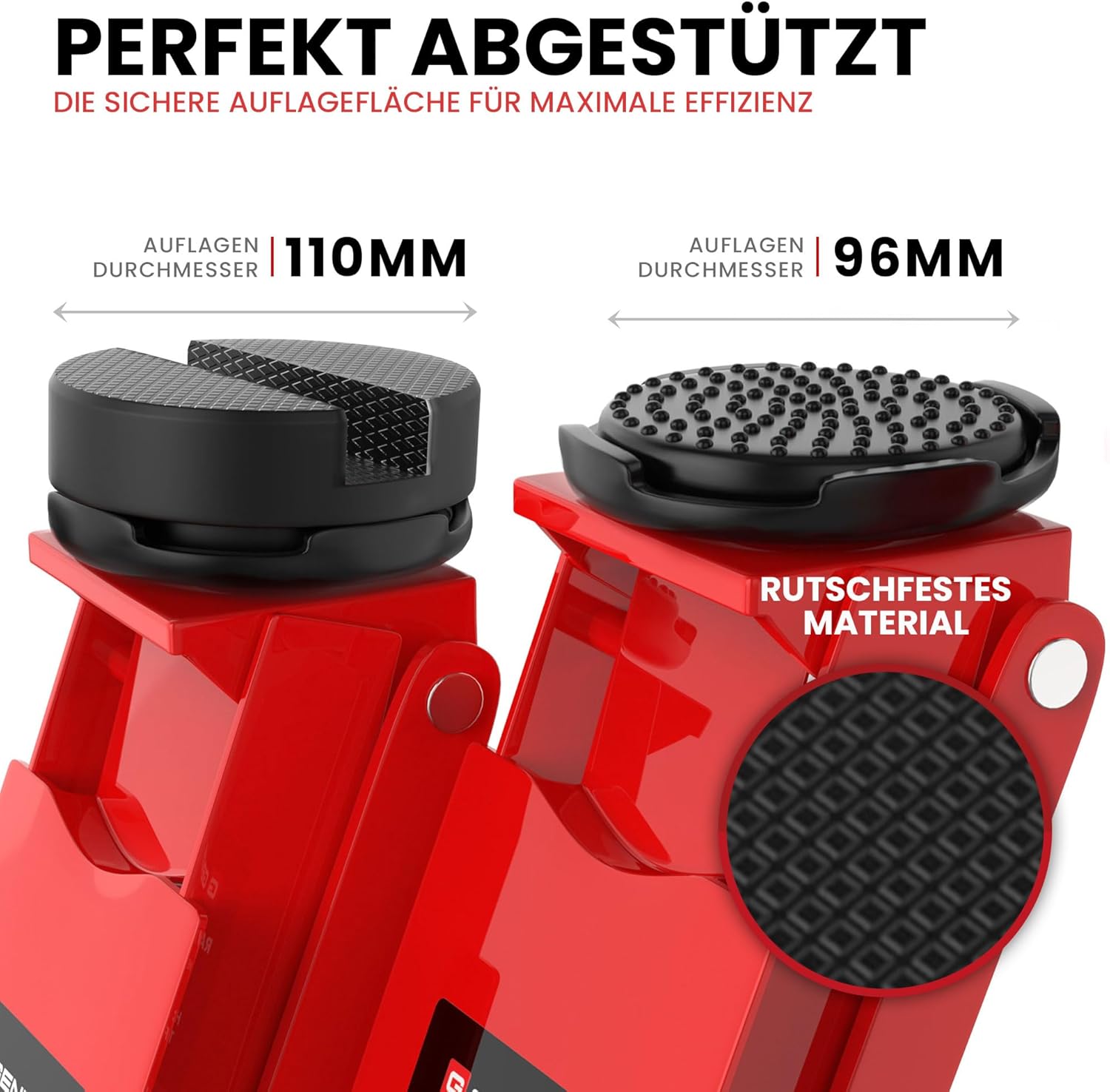 Cric hydraulique 3T - Hauteur de Levage Plate : 75-505 mm - avec 2 Supports en Caoutchouc - Cric hydraulique Professionnel - roulettes de Levage à 360°,