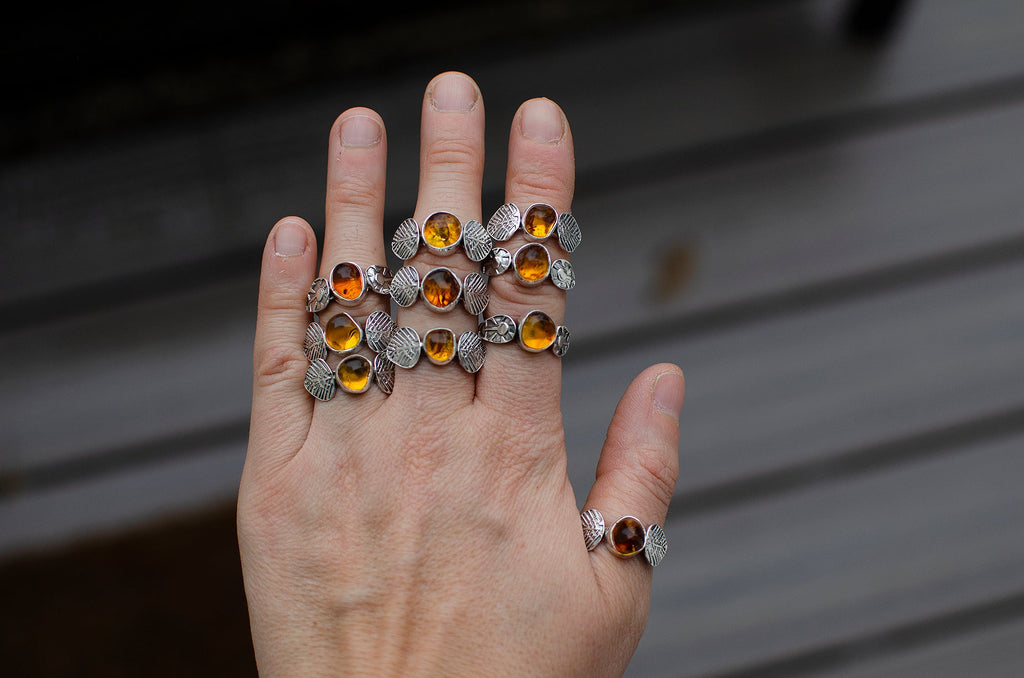 Bague empilable en ambre – Taille 9
