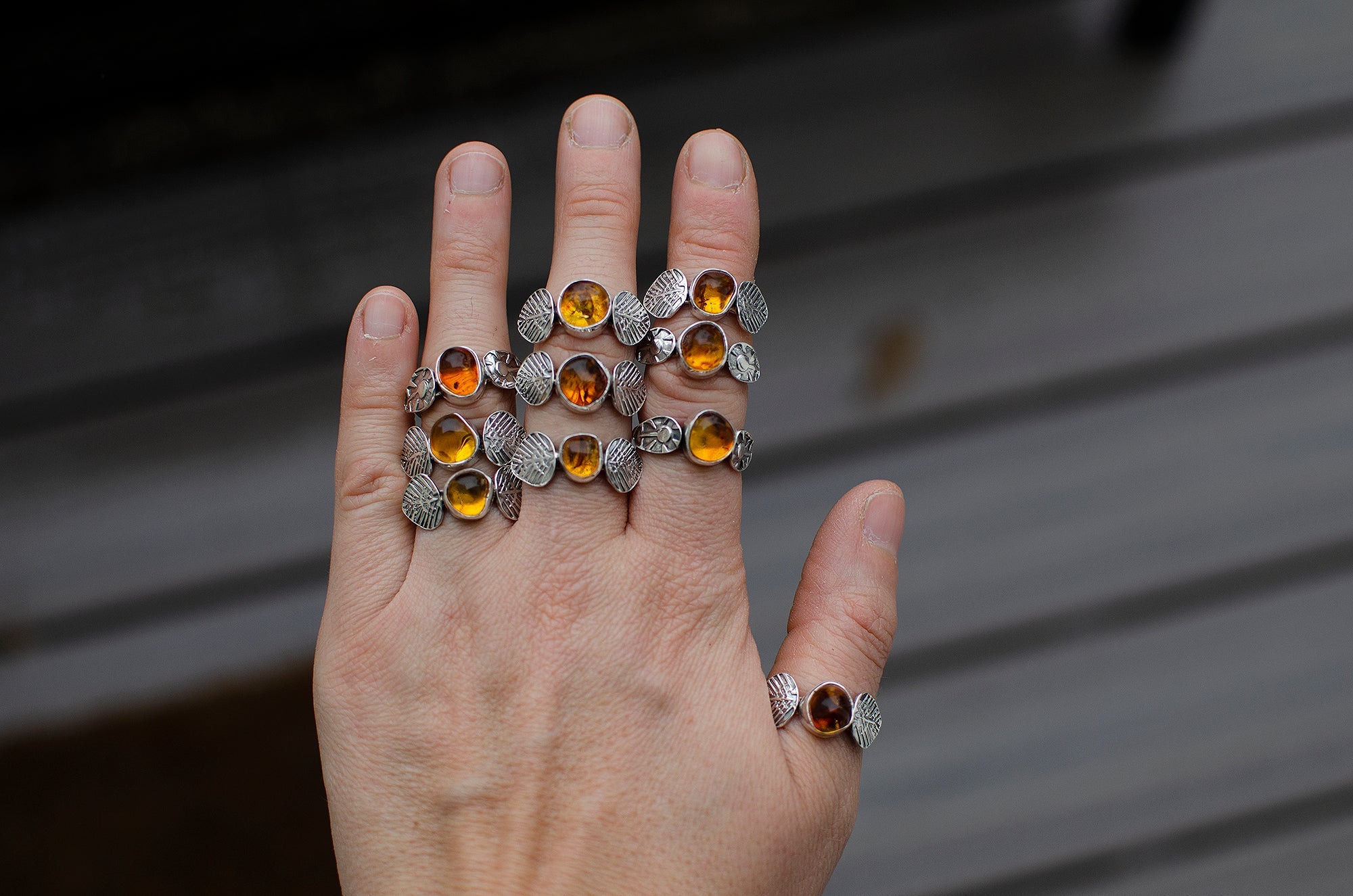 Bague empilable en ambre – Taille 7