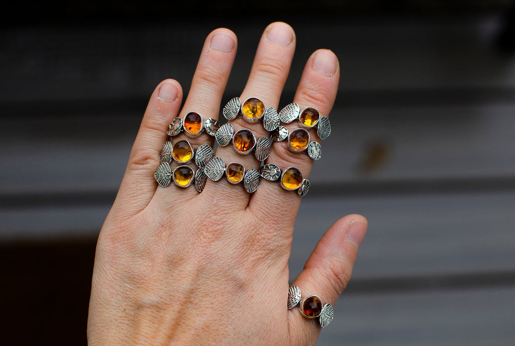 Bague empilable en ambre – Taille 7,5