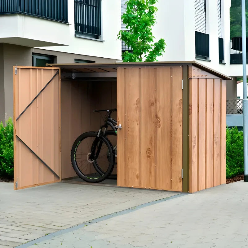 Abri  vlos en mtal 1,74m imitation bois avec kit ancrage -