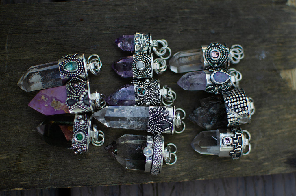 Collier en argent sterling avec quartz de jardin