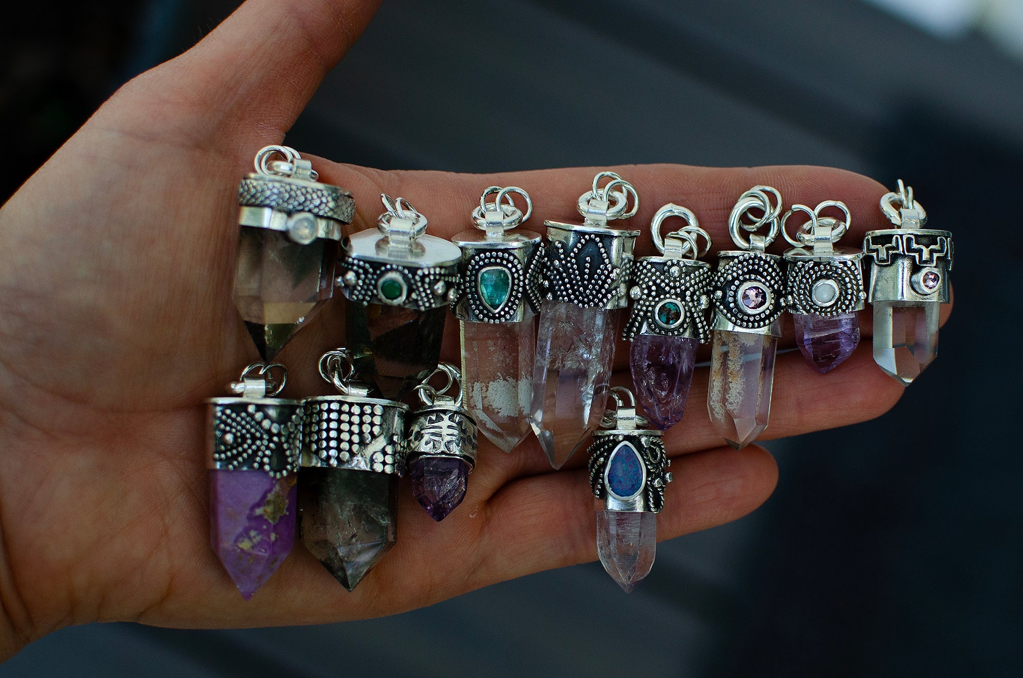 Collier en argent sterling avec quartz de jardin