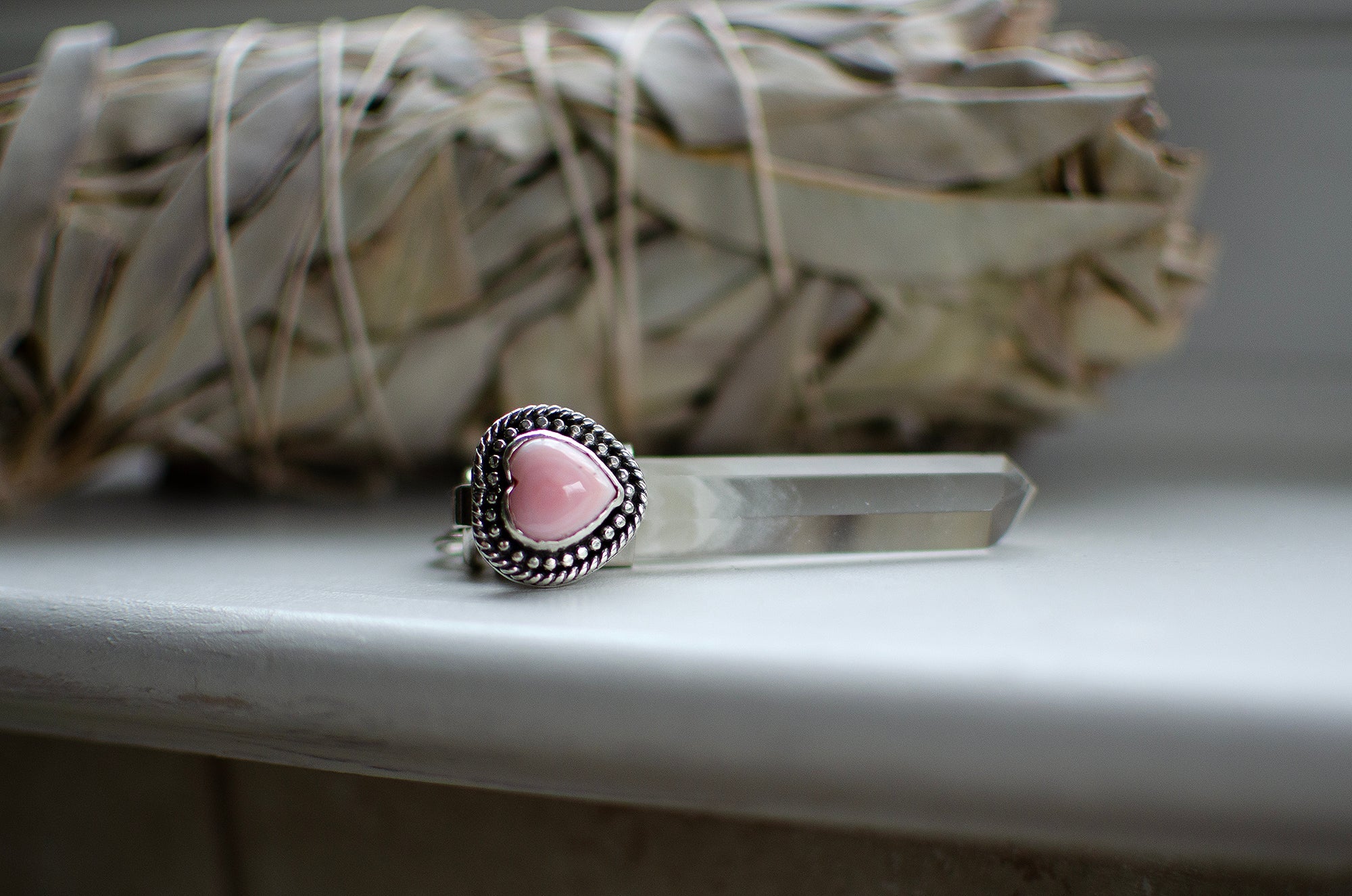 Pendentif Cœur en coquillage Queen Conch et Quartz fantôme