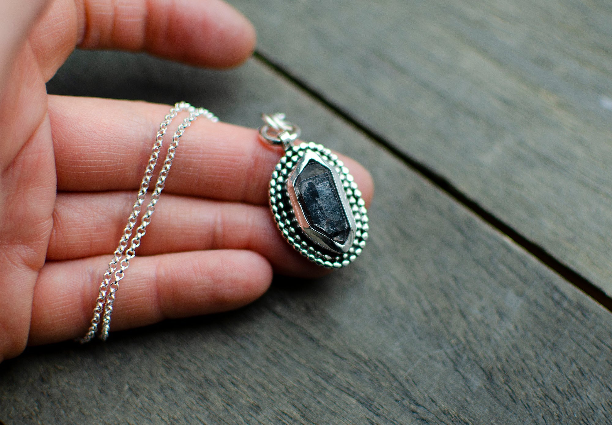 Pendentif en argent sterling avec quartz tibétain