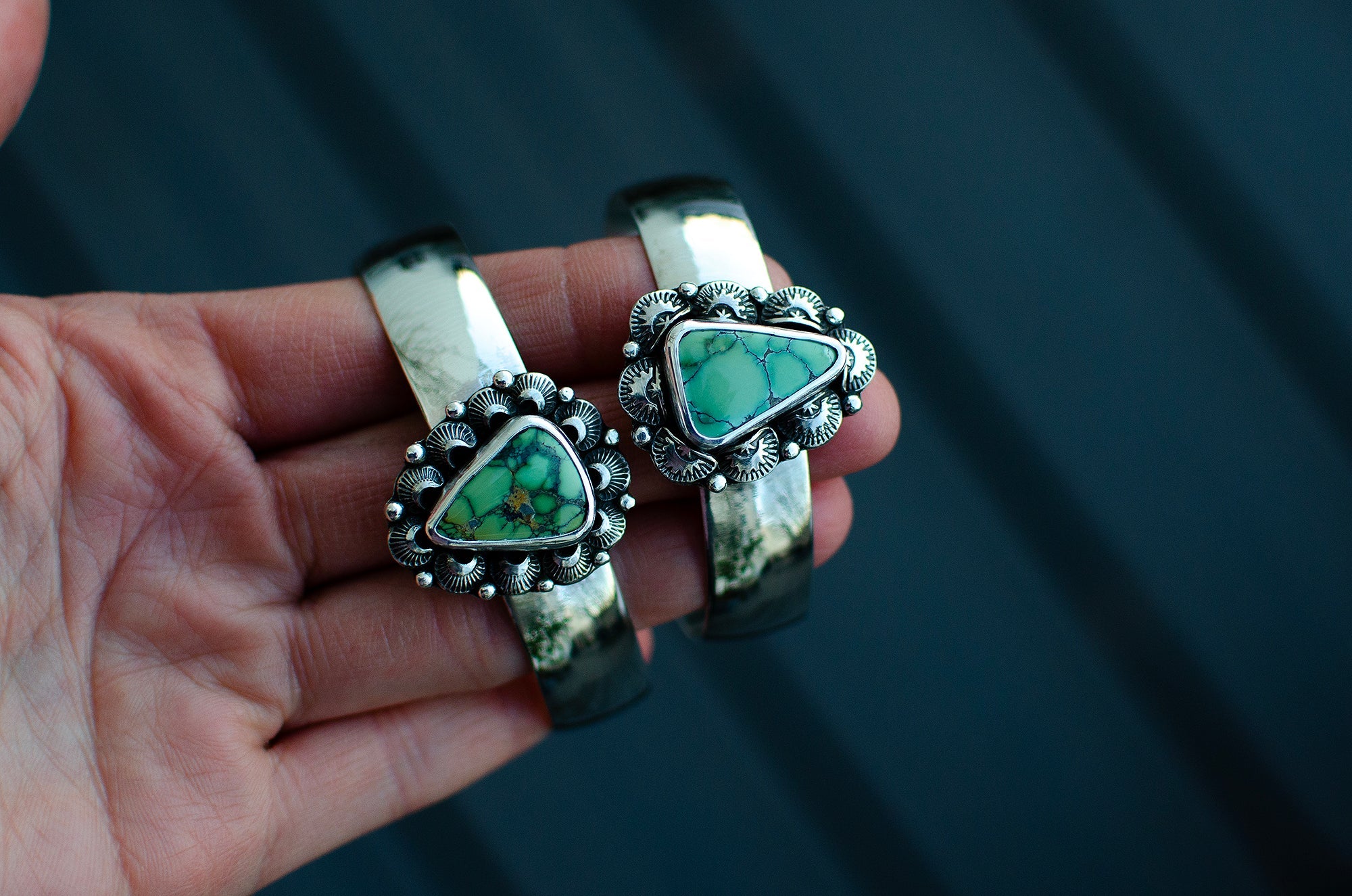 Bracelet manchette en variscite Snowville – Taille XL à S