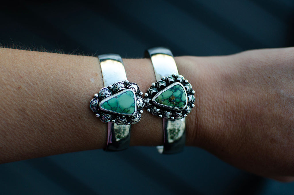 Bracelet manchette en variscite Snowville – Taille XL à S