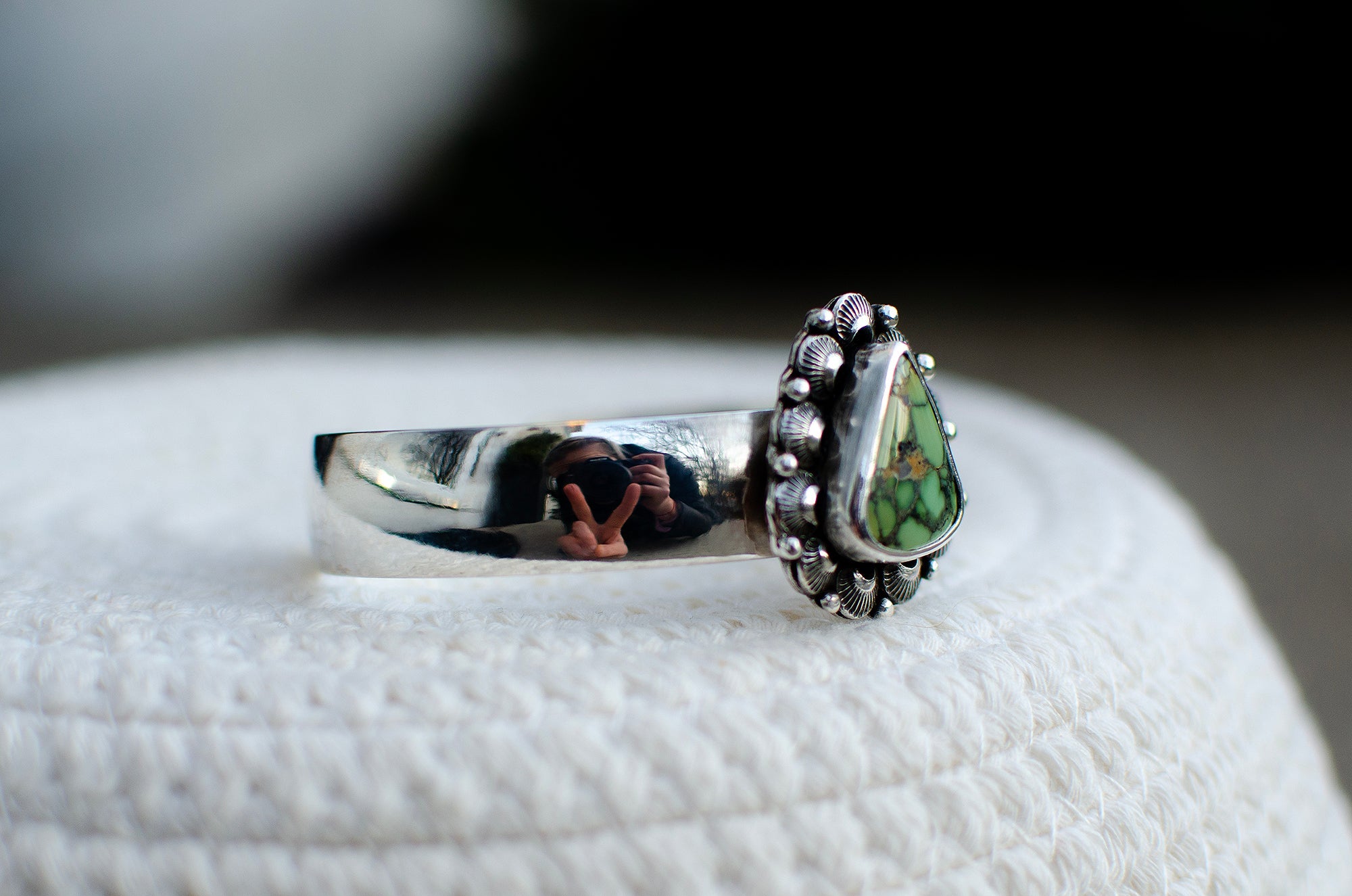 Bracelet manchette en variscite Snowville – Taille XL à S