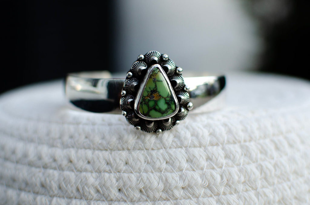 Bracelet manchette en variscite Snowville – Taille XL à S