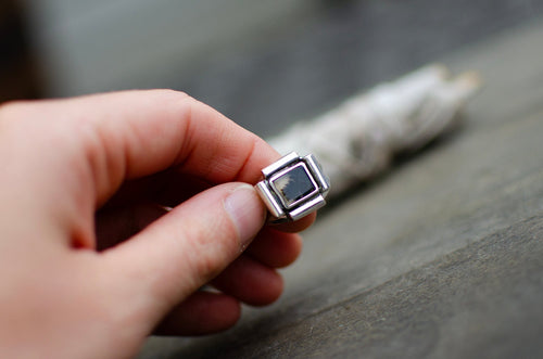 Bague en argent sterling avec agate dendritique – Taille 7,5