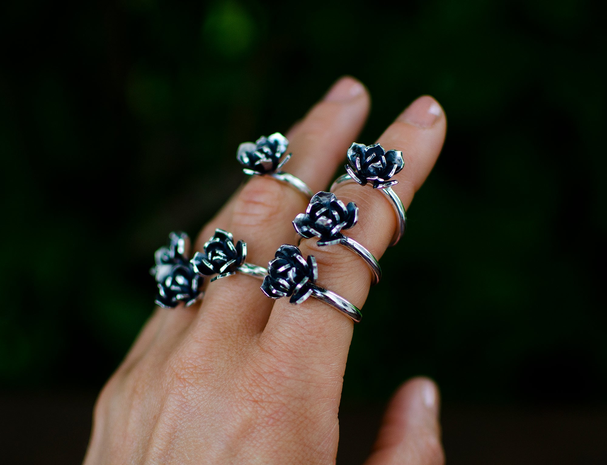 Bagues succulentes en argent sterling faites à la main