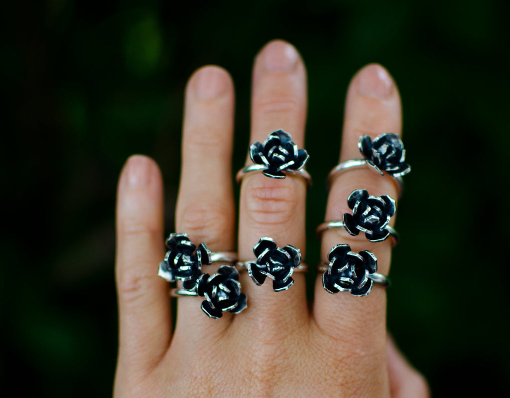 Bagues succulentes en argent sterling faites à la main