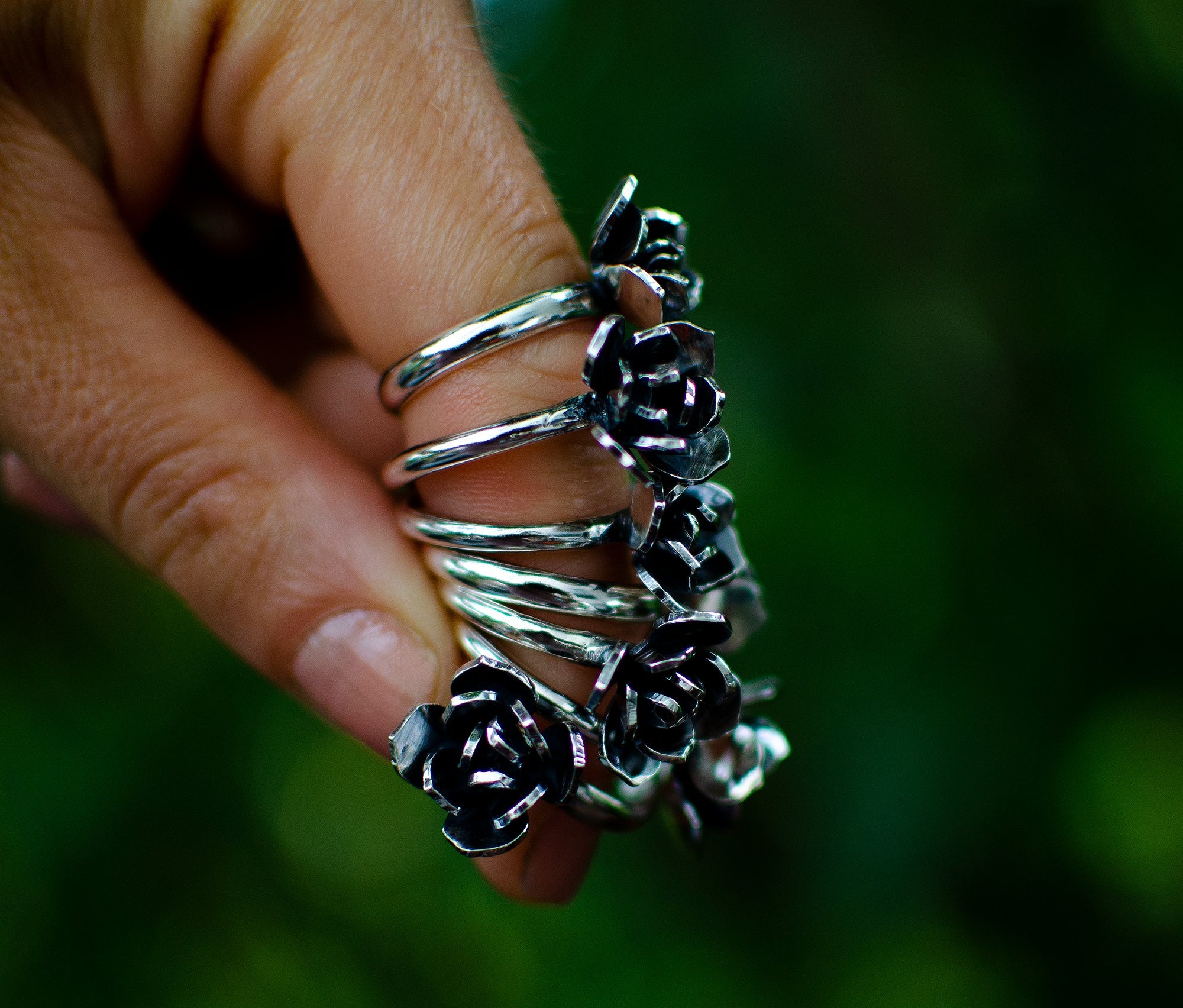 Bagues succulentes en argent sterling faites à la main