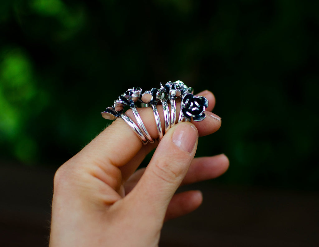 Bagues succulentes en argent sterling faites à la main